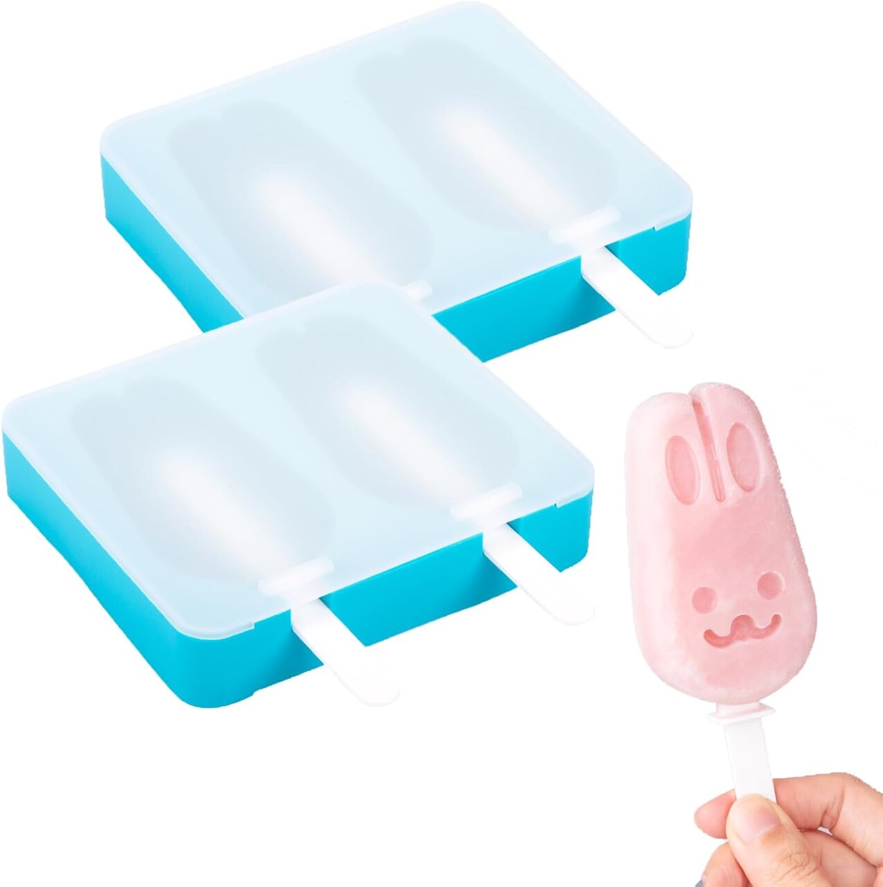 Silicone Popsicle Molds, Reusable BPA Free Ice Popsicle Mould 2 Pieces Popsicle Molds Easy to Pop out Dishwasher Safe Ice Pop Maker(Blue)